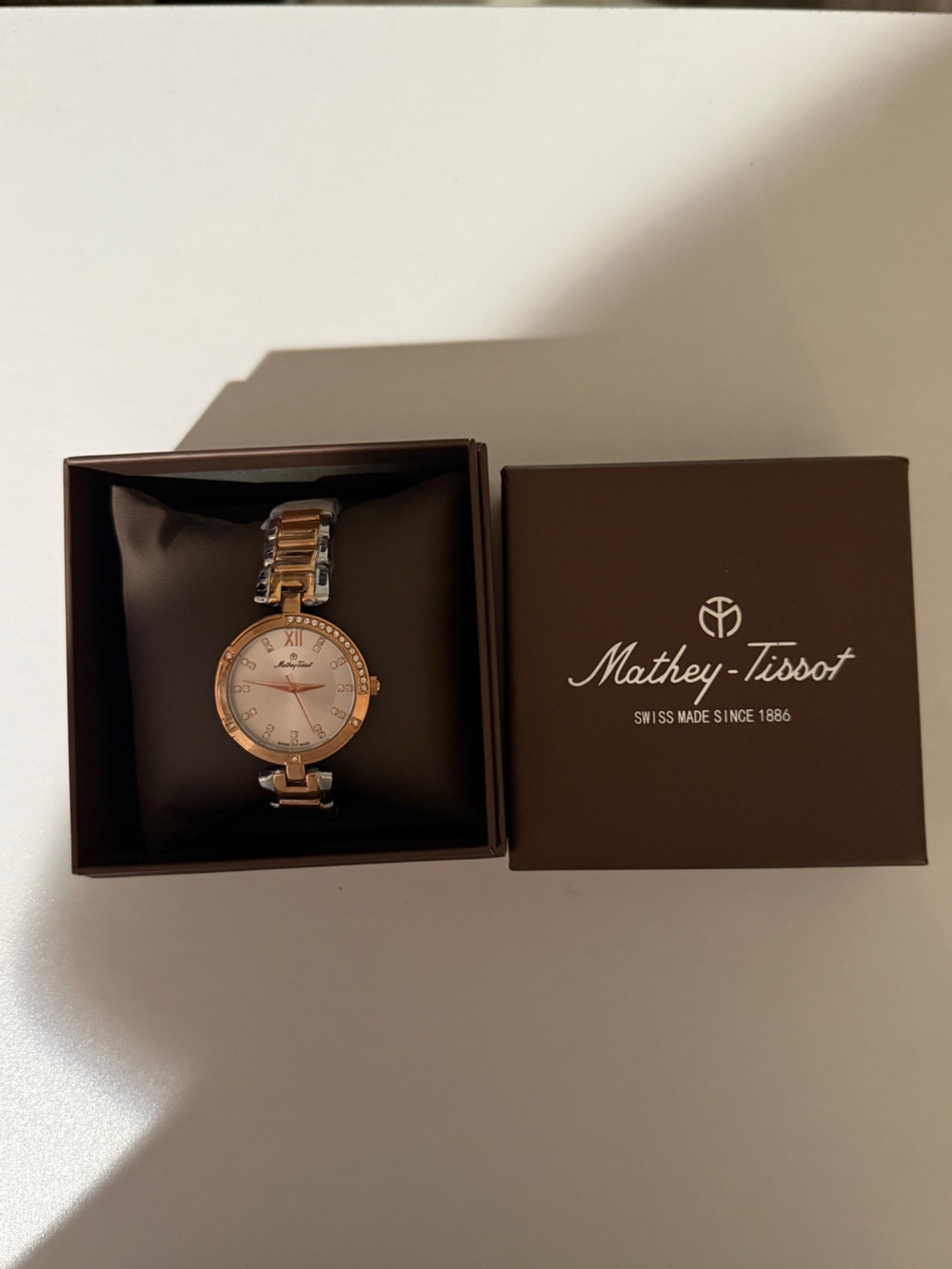 Mathey-Tissot Women's Two-Tone Rose Gold and Silver Crystal Accent Watch